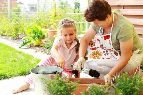 Overview of a sustainable community garden in Hackney